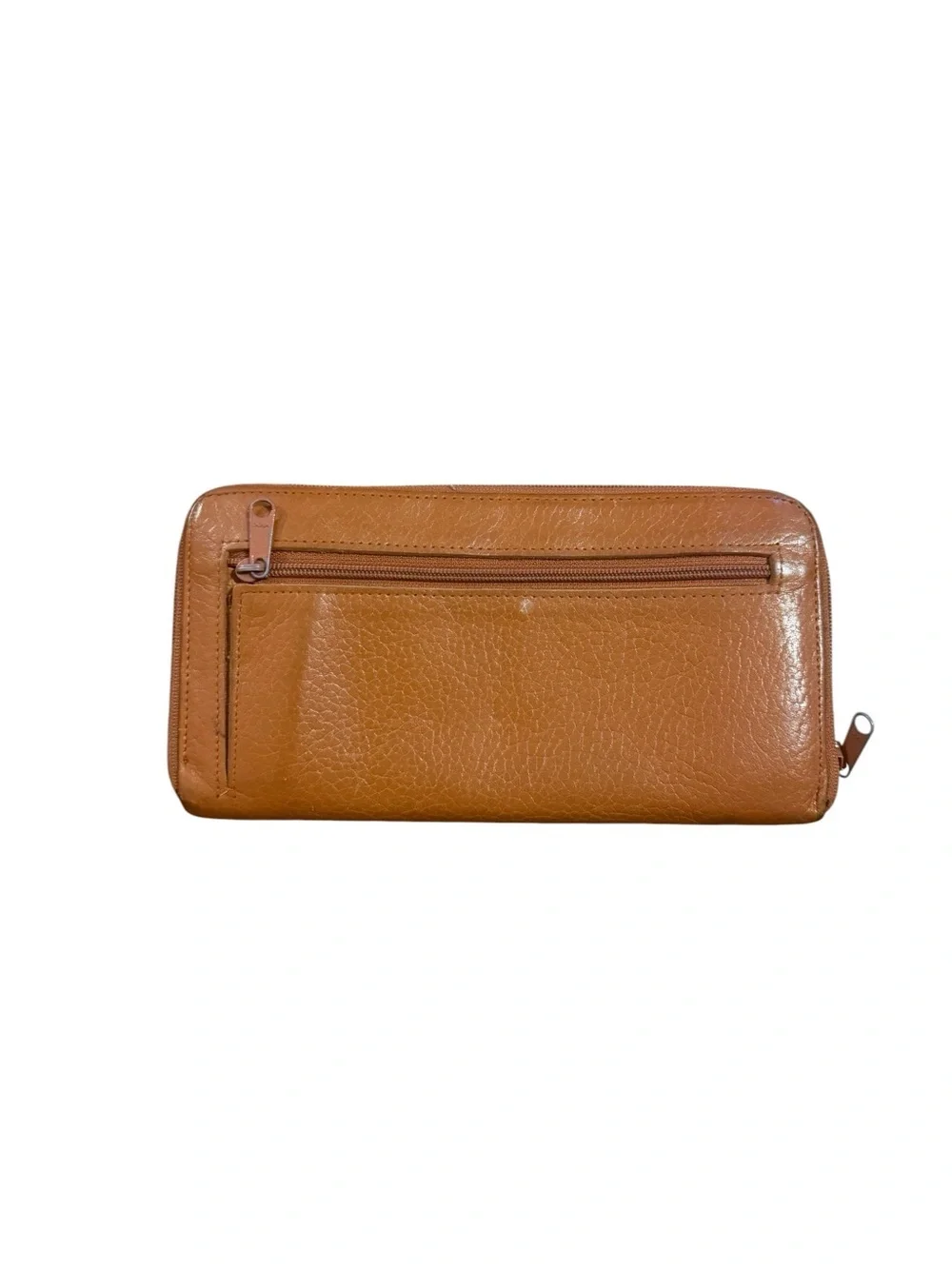 Morgan Taylor Tan Pebbled Leather Zip Wallet